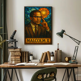 Malcolm X Stained Glass Tribute Poster