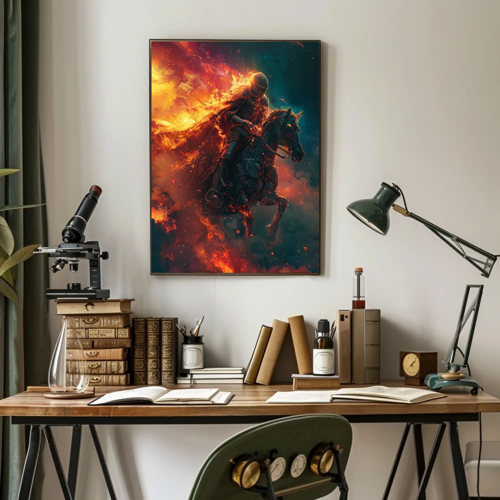 Fiery Knight Fantasy Adventure Poster PosterGoat