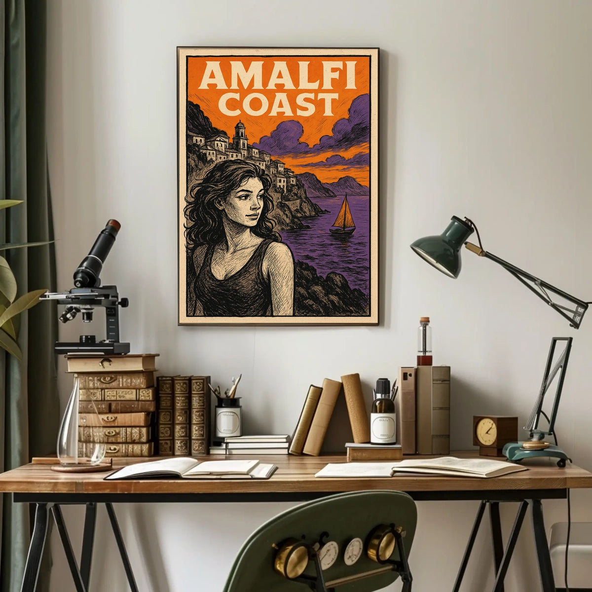 Amalfi Coast Poster Wall Art Coastal Landscape Decor