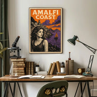 Amalfi Coast Poster Wall Art Coastal Landscape Decor
