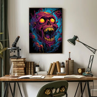 Fiery Skull Surreal Art Poster: Horror Fantasy Decor