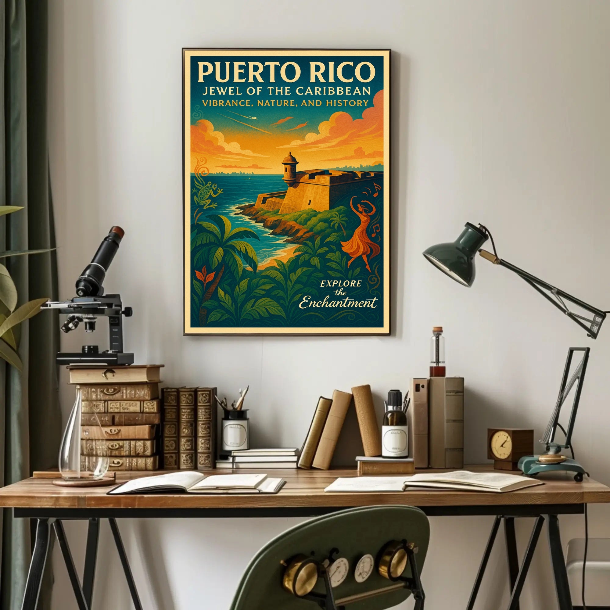 Puerto Rico Jewel of the Caribbean Travel Poster