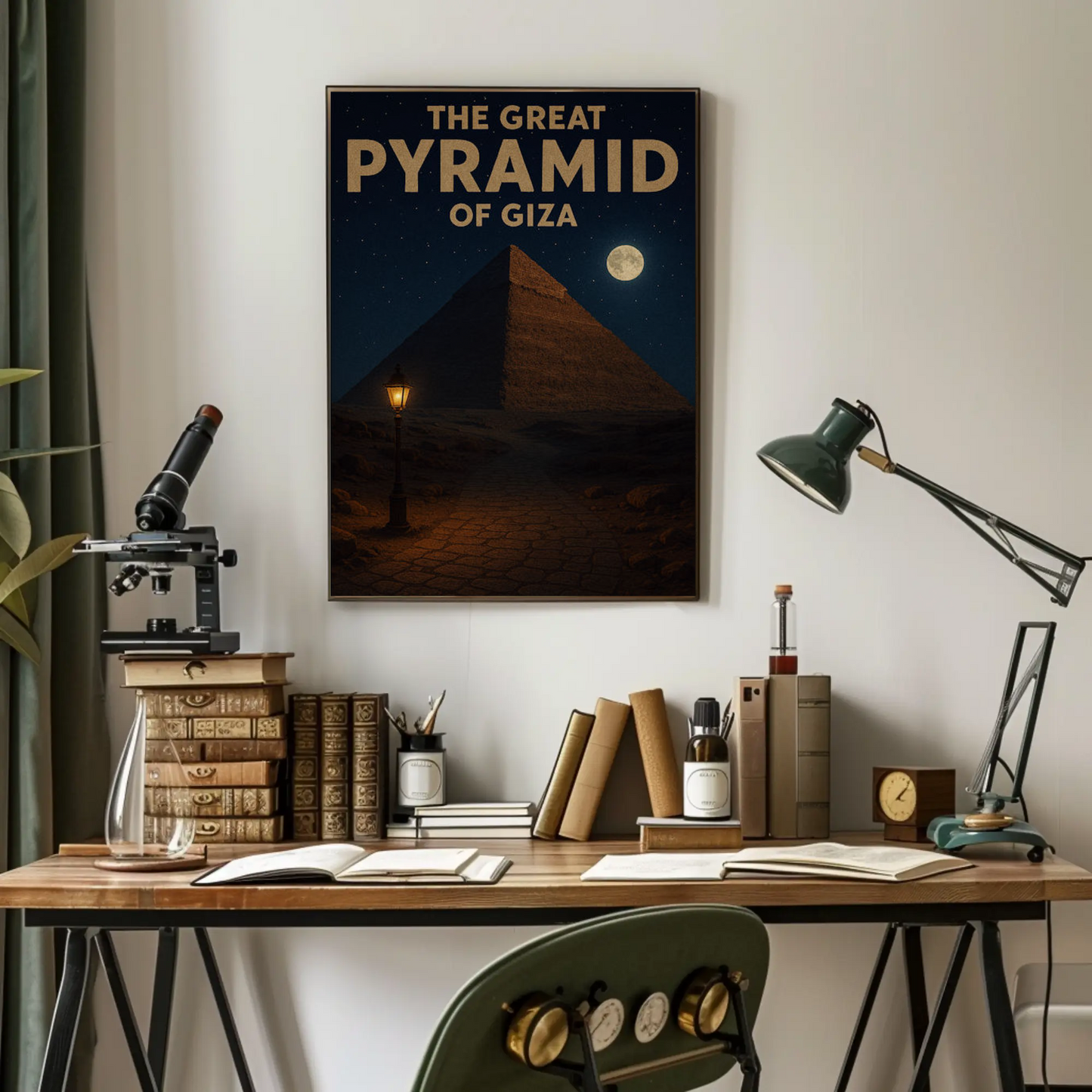 Great Pyramid of Giza Moonlight Travel Poster