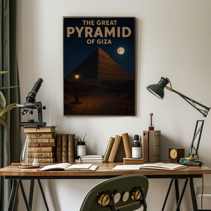 Great Pyramid of Giza Moonlight Travel Poster