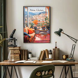 Vibrant Cityscape in Xian China Modern Travel Poster