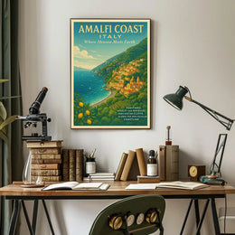 Amalfi Coast Travel Vintage Style Poster