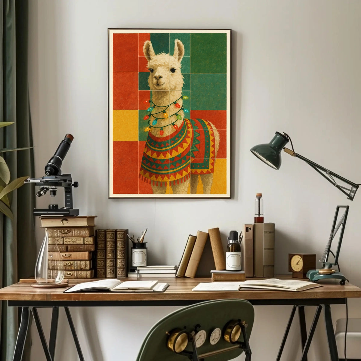 Festive Llama Portrait Poster