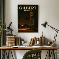 Gilbert Arizona Nighttime Landmark Realism Timeless Poster