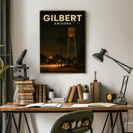 Gilbert Arizona Nighttime Landmark Realism Timeless Poster