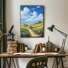 Idyllic Countryside Landscape Bright Artistic Rural Poster