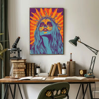 Day of the Dead Woman Psychedelic Bold Vibrant Poster
