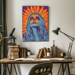 Day of the Dead Woman Psychedelic Bold Vibrant Poster