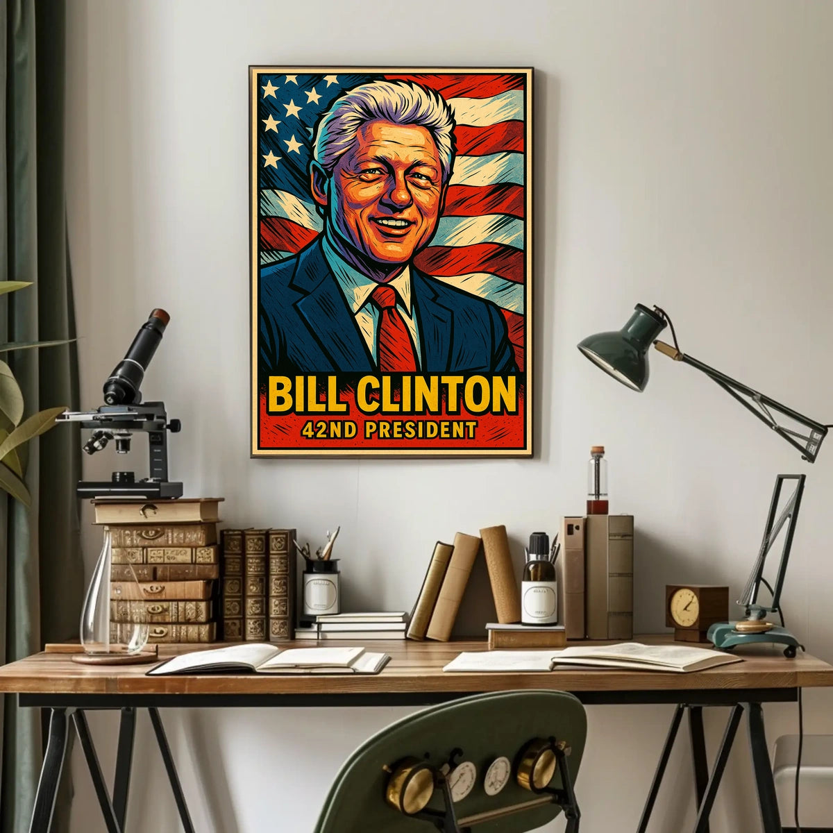 Bill Clinton 42nd President Poster Wall Art Decor Home