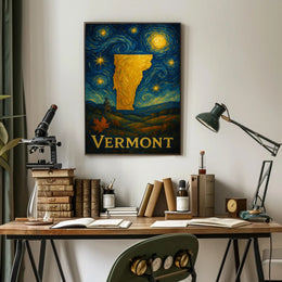 Vermont Starry Night Poster Vintage Travel Print