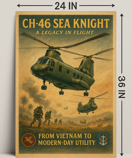 CH-46 Sea Knight Vintage Flight Poster PosterGoat