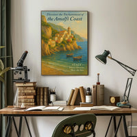 Amalfi Coast Vintage Travel Poster: Romantic Serenity