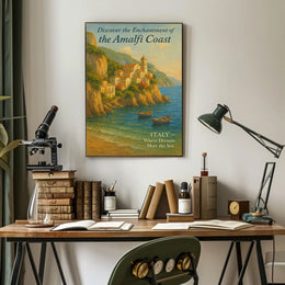 Amalfi Coast Vintage Travel Poster: Romantic Serenity