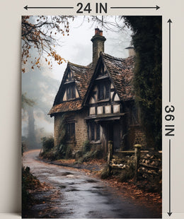 Enchanted Cottage In The Mist Poster