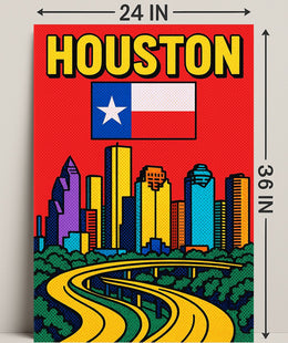 Houston Skyline Pop Art Poster PosterGoat