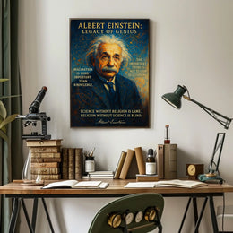 Albert Einstein Inspirational Vintage Art Poster Print