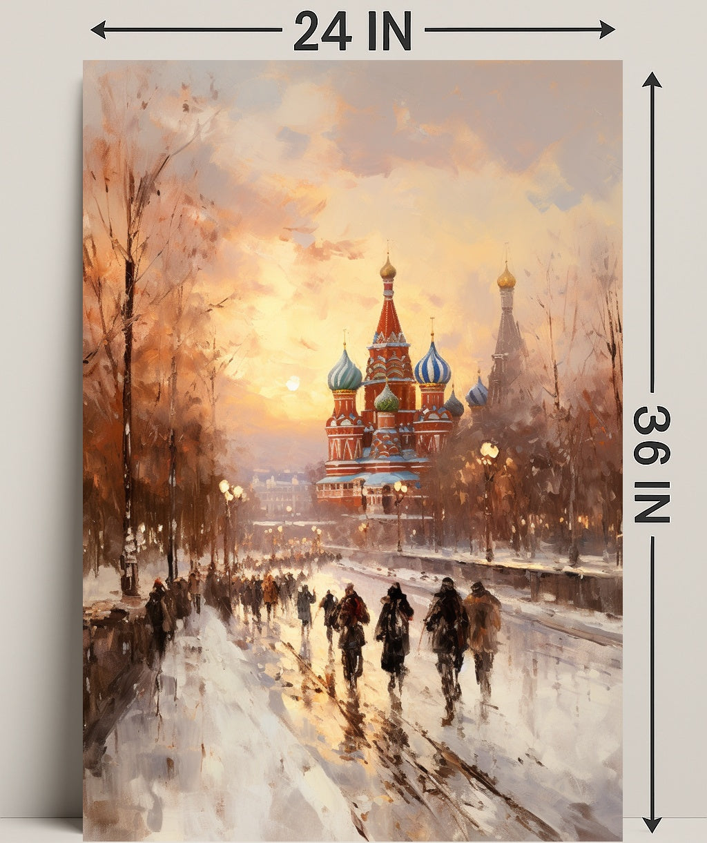 Winter Stroll By St. BasilS Cathedral Poster