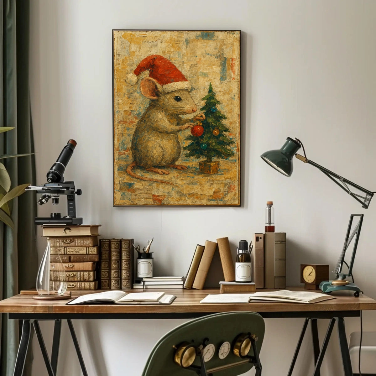 Festive Mouse And Christmas Tree Poster