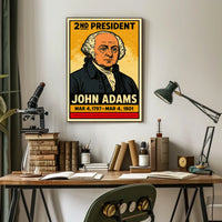 John Adams 2nd President of the United States Inked Comic Style Poster