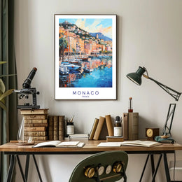 Coastal Charm of Monaco Poster PosterGoat