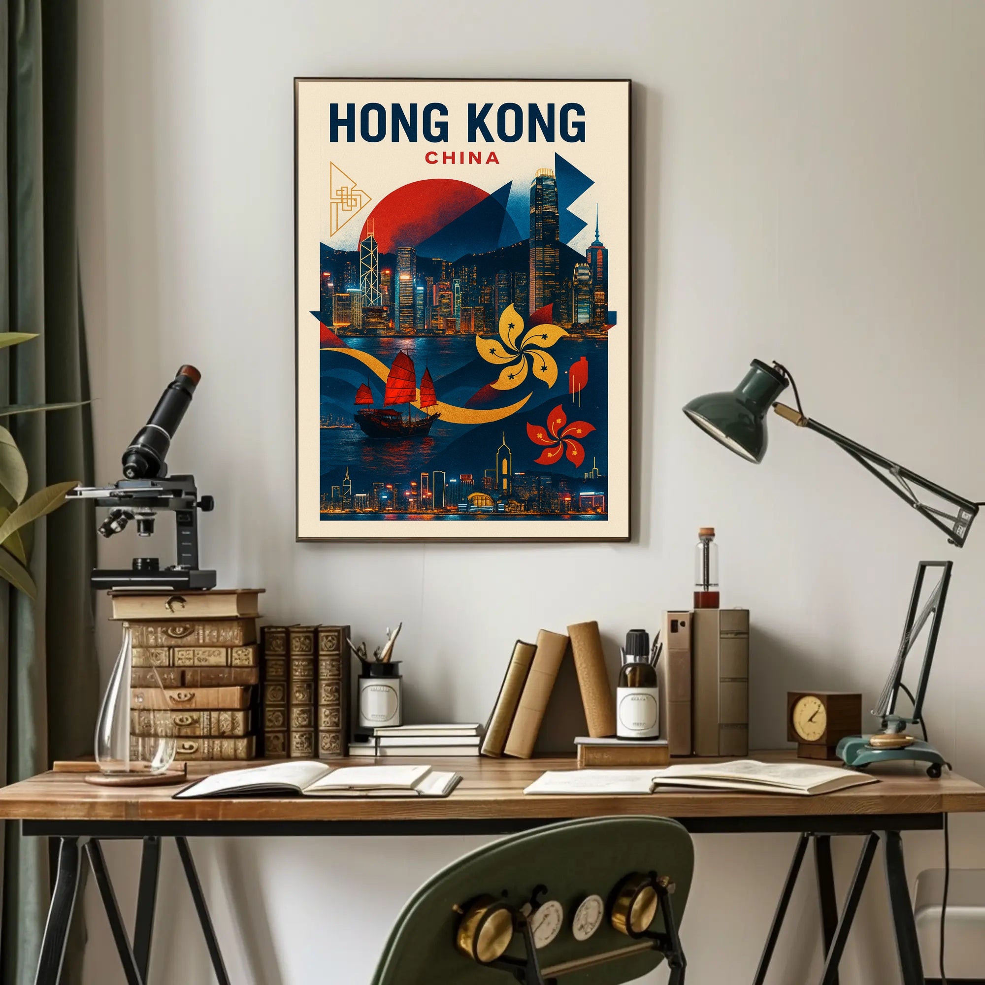 Hong Kong  A Vibrant Cityscape Poster PosterGoat