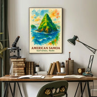 American Samoa National Park Watercolor Art Poster