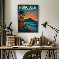 Honolulu Adventure Vintage Travel Poster Art Print