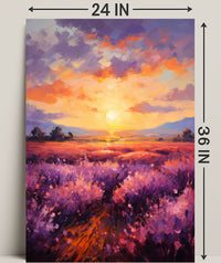 Sunset Over Lavender Fields Poster