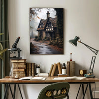 Enchanted Cottage In The Mist Poster