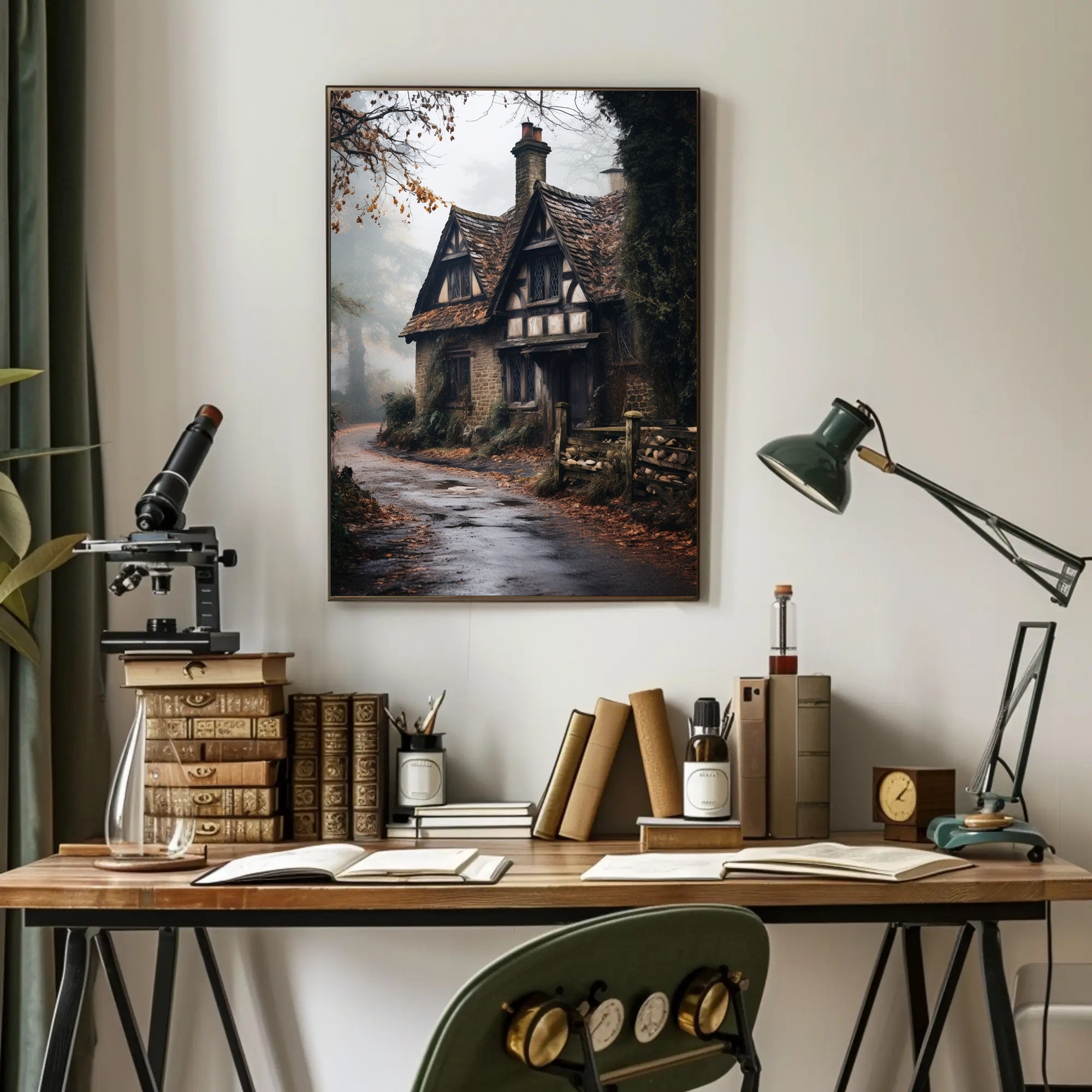 Enchanted Cottage In The Mist Poster