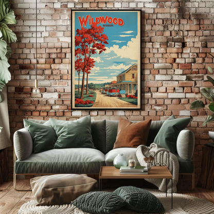 Wildwood Missouri Rustic Village Drive Vintage Travel Poster