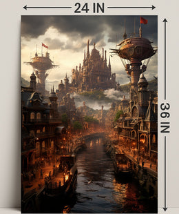 Steampunk Cityscape Poster