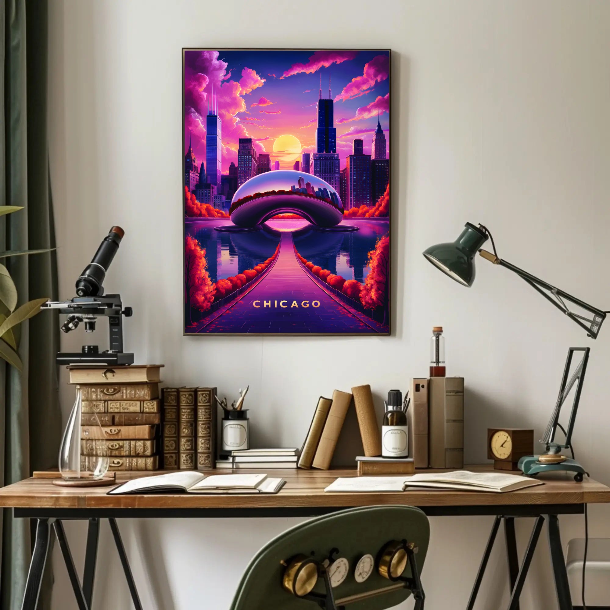 Dreamy Chicago Sunset Poster