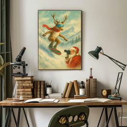 Reindeer On The Slopes Poster