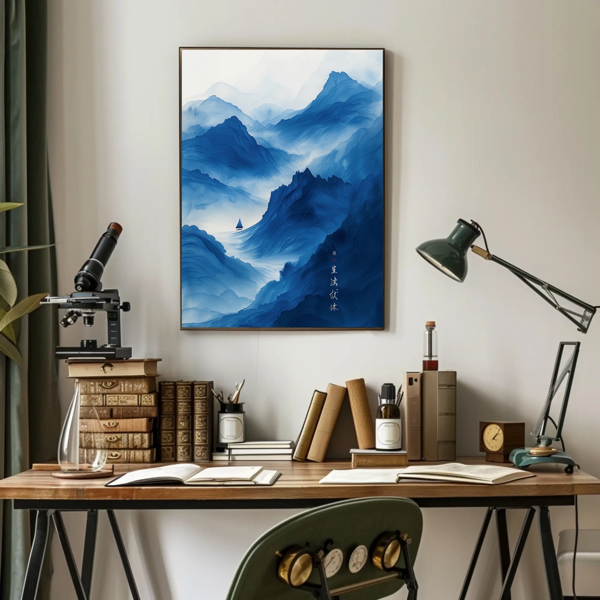 Tranquil Blue Mountains Art Print Poster for Home Decor and Nature Lovers PosterGoat