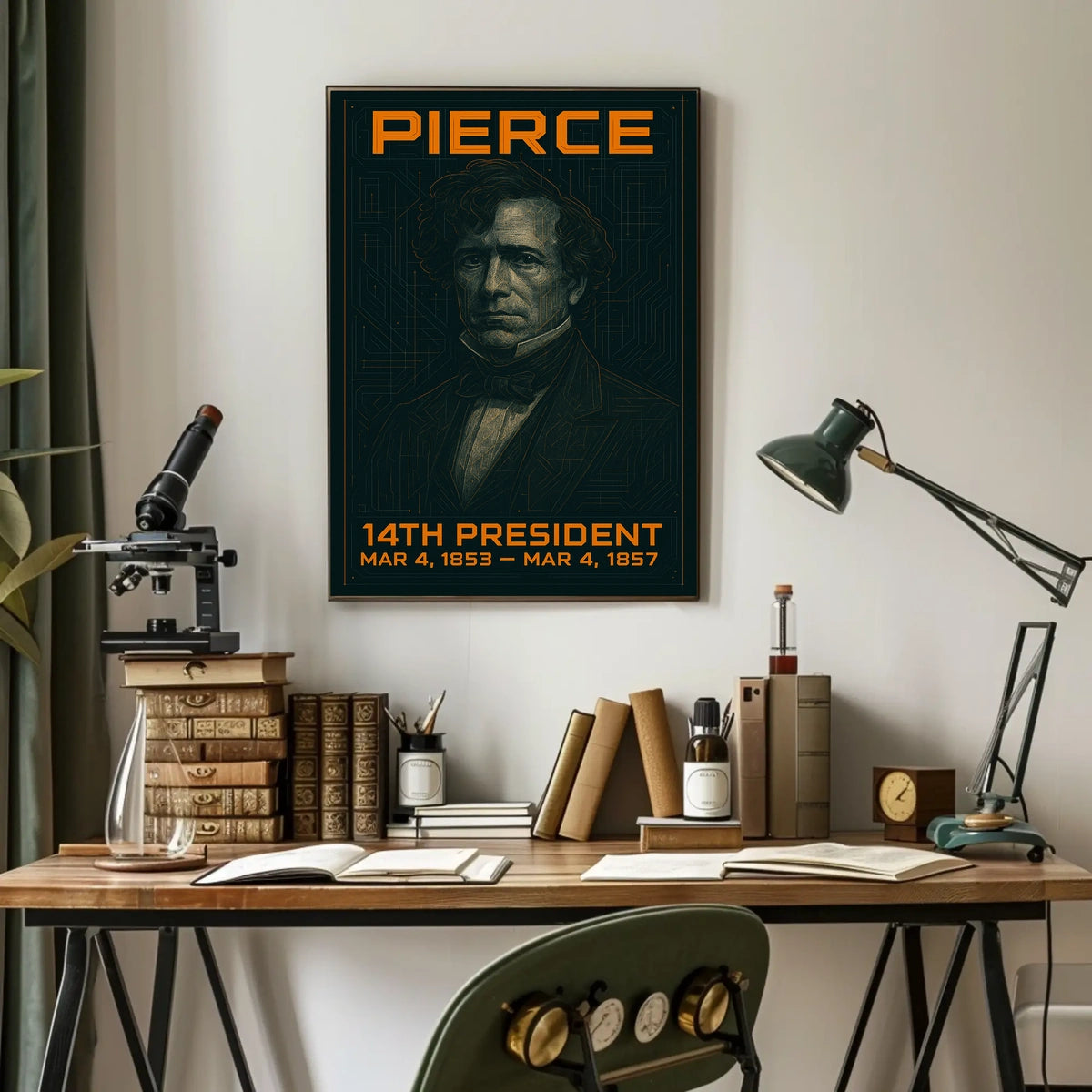 Franklin Pierce 14th President of the United States Techno Schematic Poster