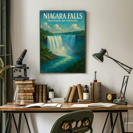 Niagara Falls Wonder Vintage Travel Poster