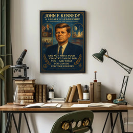 JFK Leadership Legacy Vintage Patriotic Poster Print