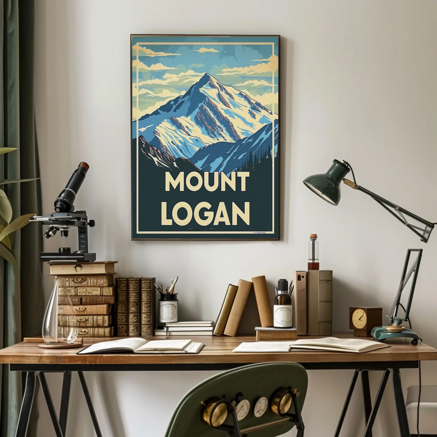 Mount Logan Snow Peak Vintage Travel Poster