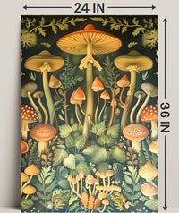 Mushroom Wonderland in Vintage Botanical Illustration Educational Poster