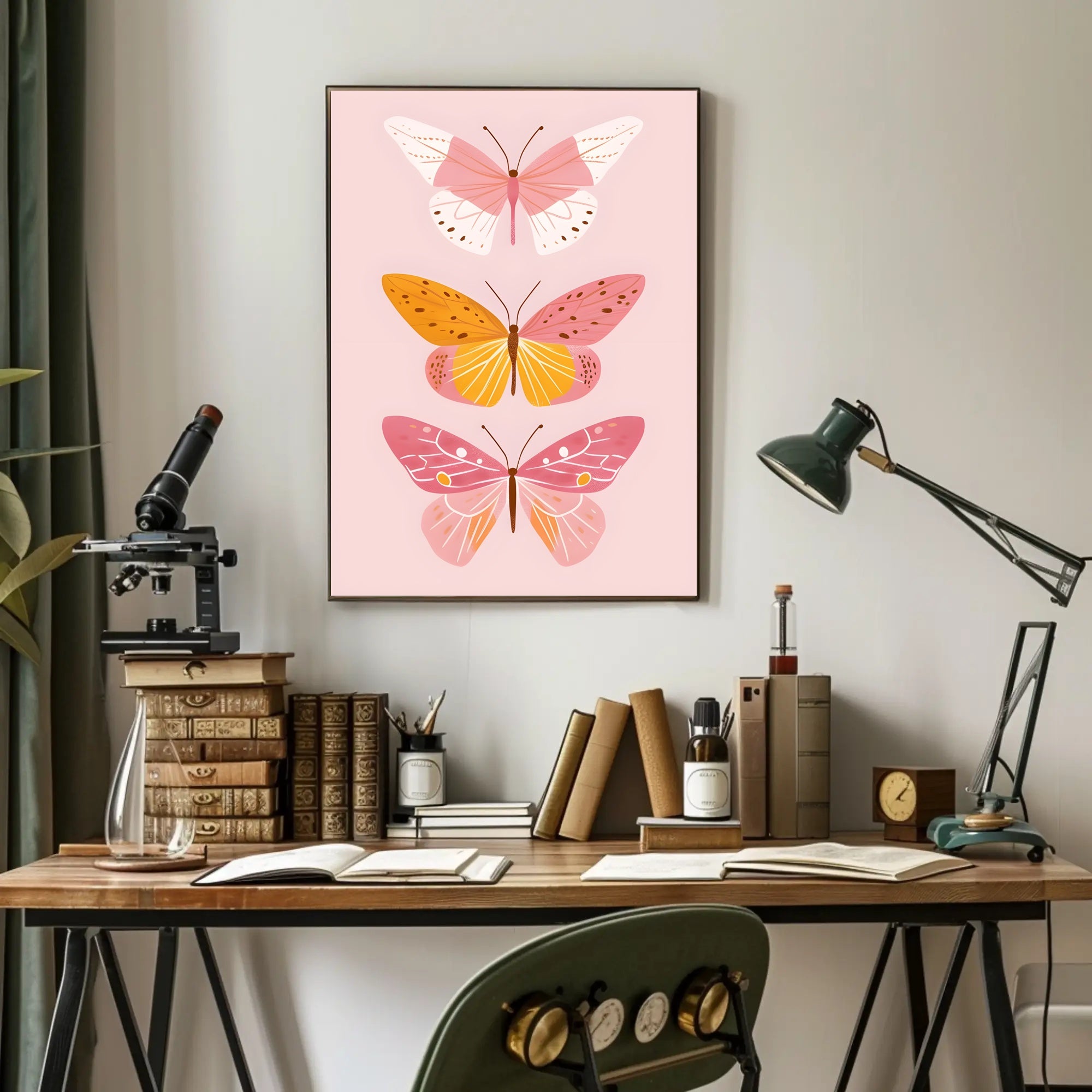 Butterfly Trio Modern Illustration Artistic Poster PosterGoat