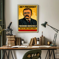Theodore Roosevelt 26th President of the United States Inked Comic Style Poster