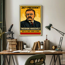 Theodore Roosevelt 26th President of the United States Inked Comic Style Poster
