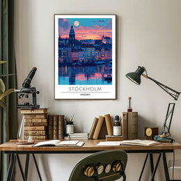 Stockholm Sunset Cityscape: Urban or Cityscape Poster