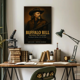 Buffalo Bill Vintage Art Poster: Cultural or Heritage Poster