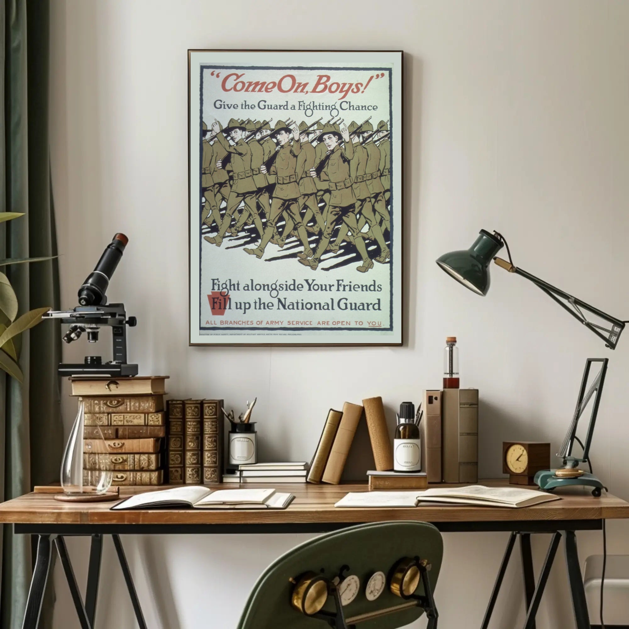 National Guard Enlistment WWII Military Recruitment Poster